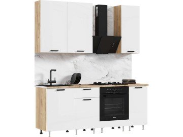 Кухня Рио NEW ЛДСП 2,0/900м (490) Компановка №2 Белый глянец, Дуб Крафт
