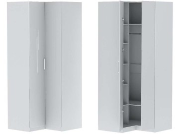 Шкаф угловой Иннэс-7 - Белый/Белый глянец