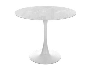 Tulip 90 super white glass Стол стеклянный