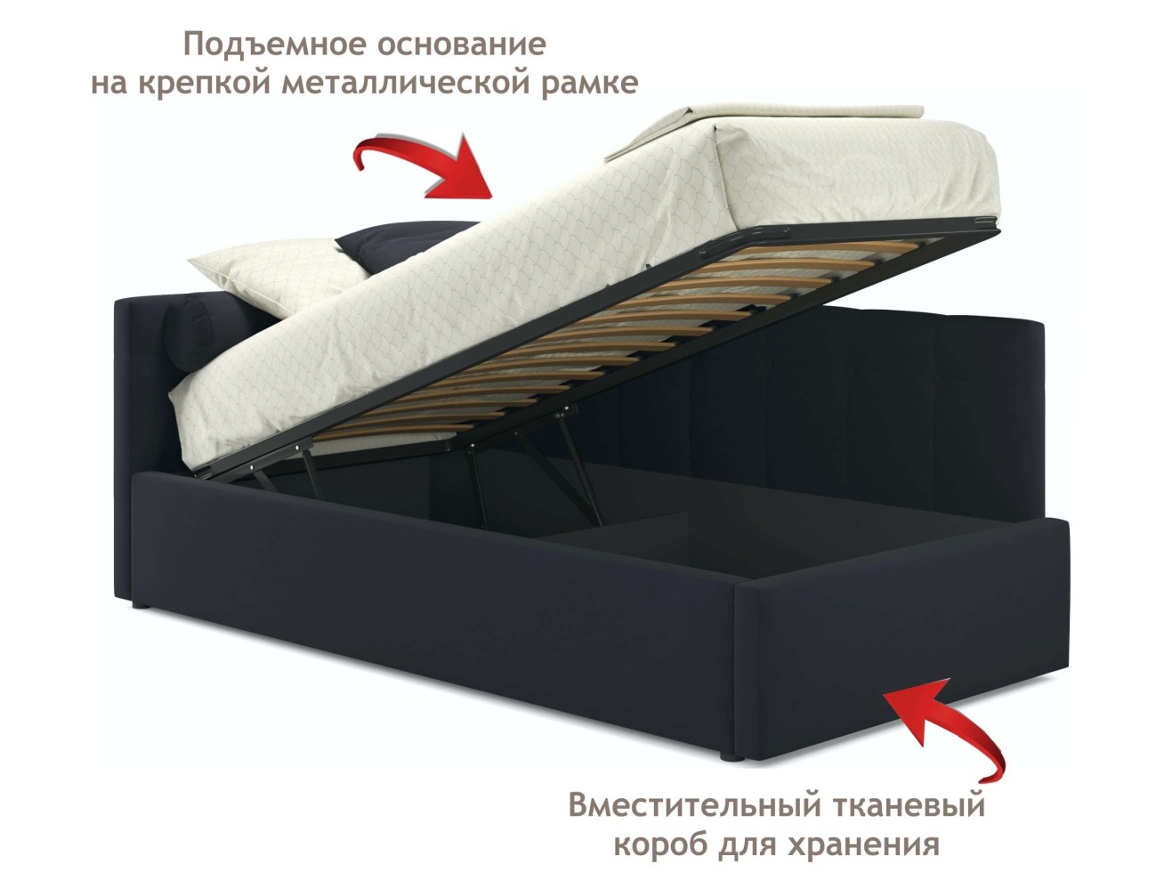 Односпальная кровать-тахта Bonna 900 темная с подъемным механизмом