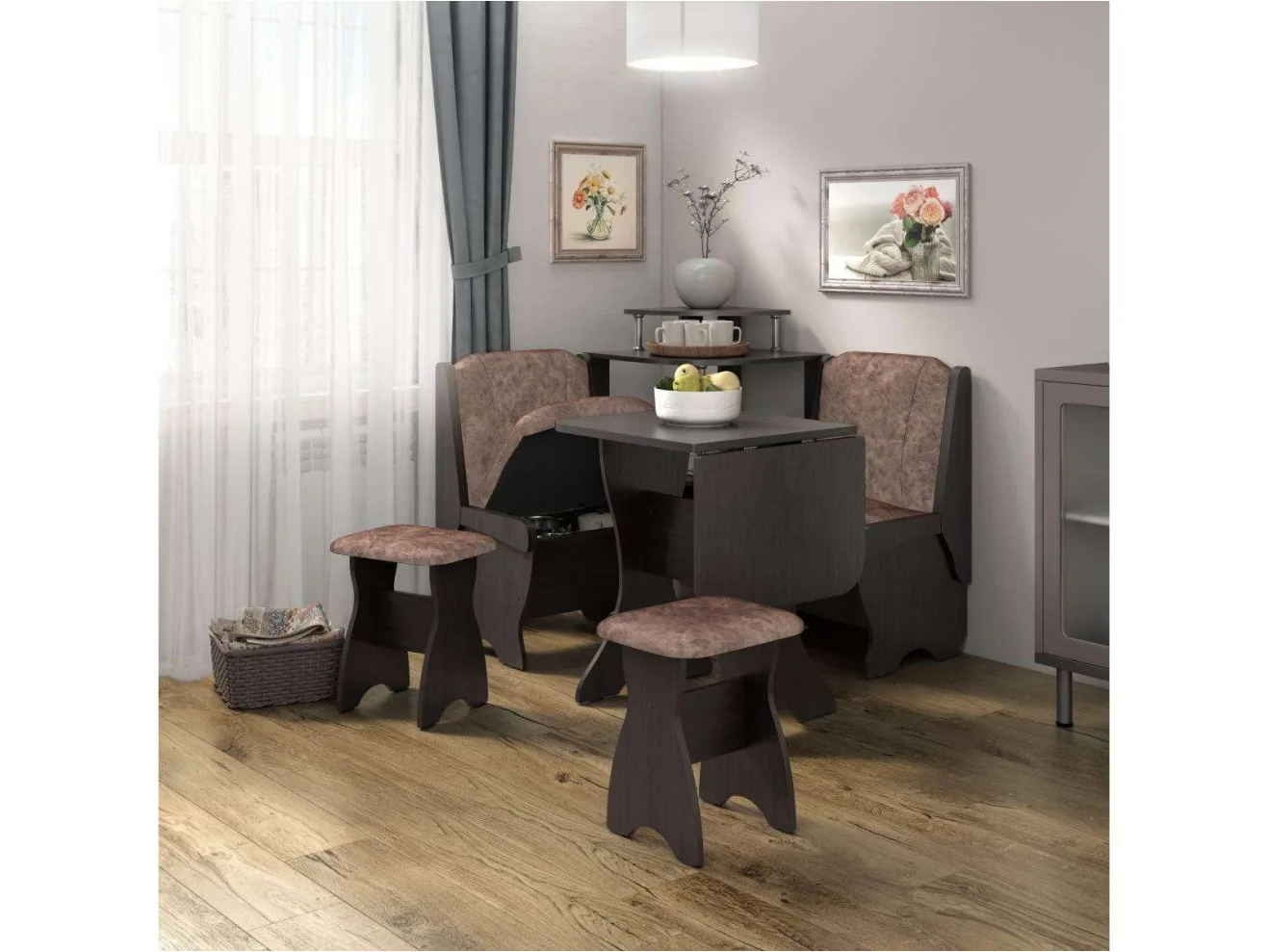 Скамья Лотос 550 / Венге / Велюр Коньяк арт. 1149681