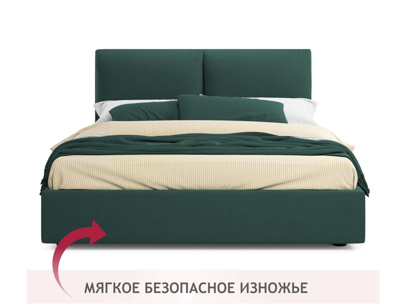 Мягкая кровать Vita 1600 изумруд с ортопедическим основанием
