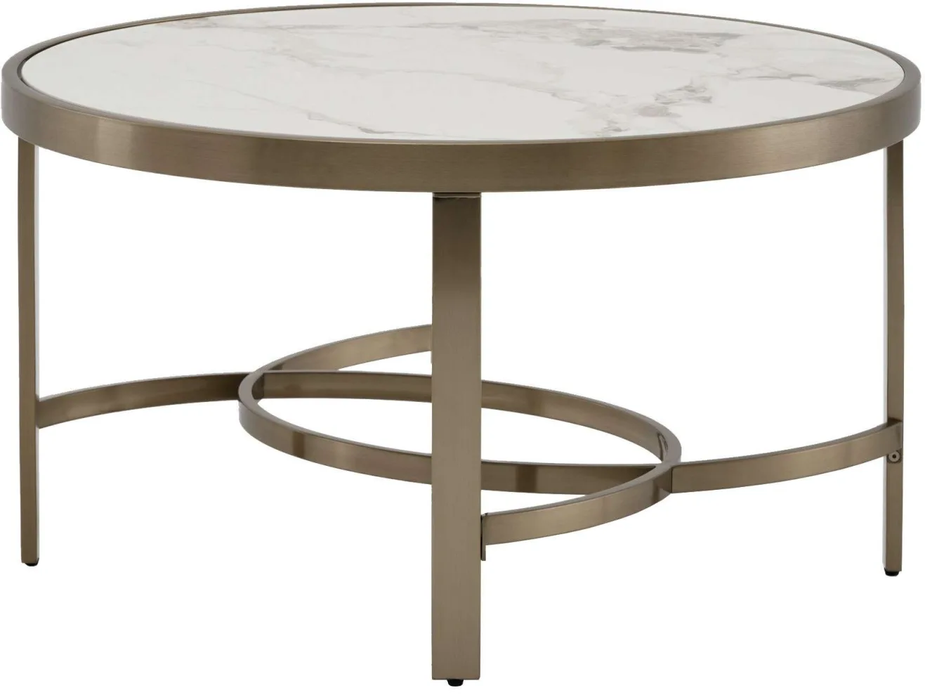 Стол журнальный STOOL GROUP Адриана 80*80 Светлая керамика, сталь шампан арт. 1568363