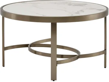 Стол журнальный STOOL GROUP Адриана 80*80 Светлая керамика, сталь шампан