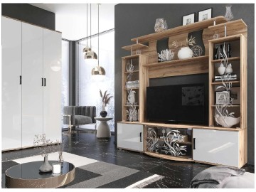 Модульная гостиная Виста (Дуб крафт/ Белый Глянец)
