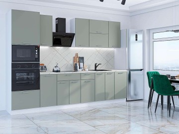 Кухонный гарнитур Квадро-01, МДФ, 300 см, Аквамарин