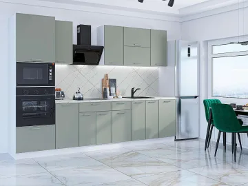 Кухонный гарнитур Квадро-01, МДФ, 300 см, Аквамарин