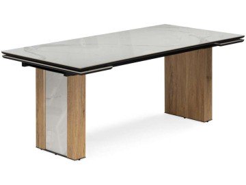 Бернардо 180x90 statuario titan gloss / дуб монтана Керамический стол
