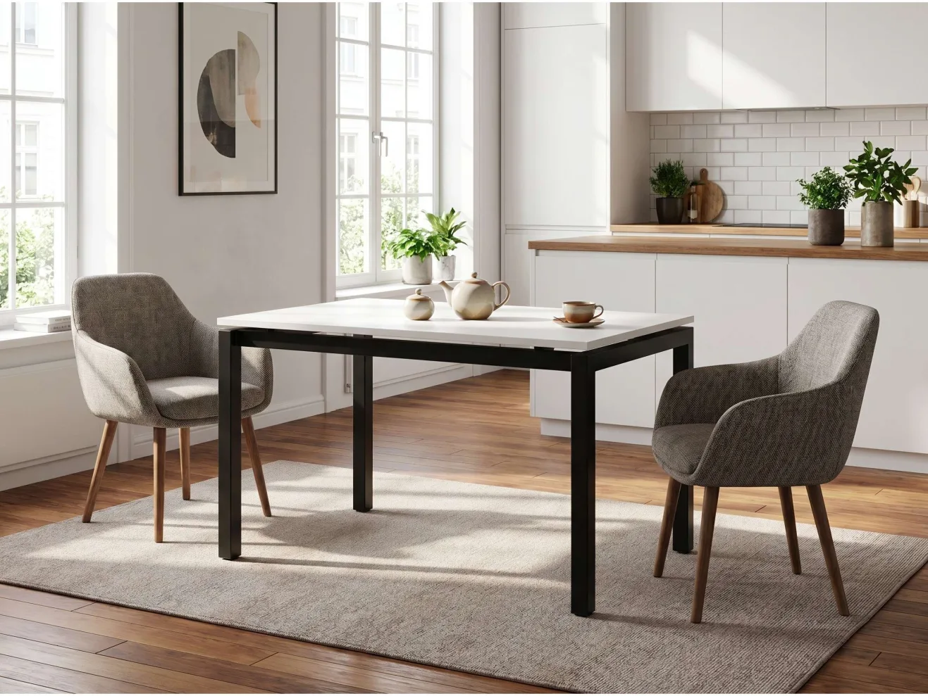Стол обеденный Калифорния Грант ЛДСП белый/черный арт. 1575789