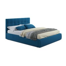 Мягкая кровать Selesta 1400 синяя с матрасом PROMO B COCOS с подъемным механизмом