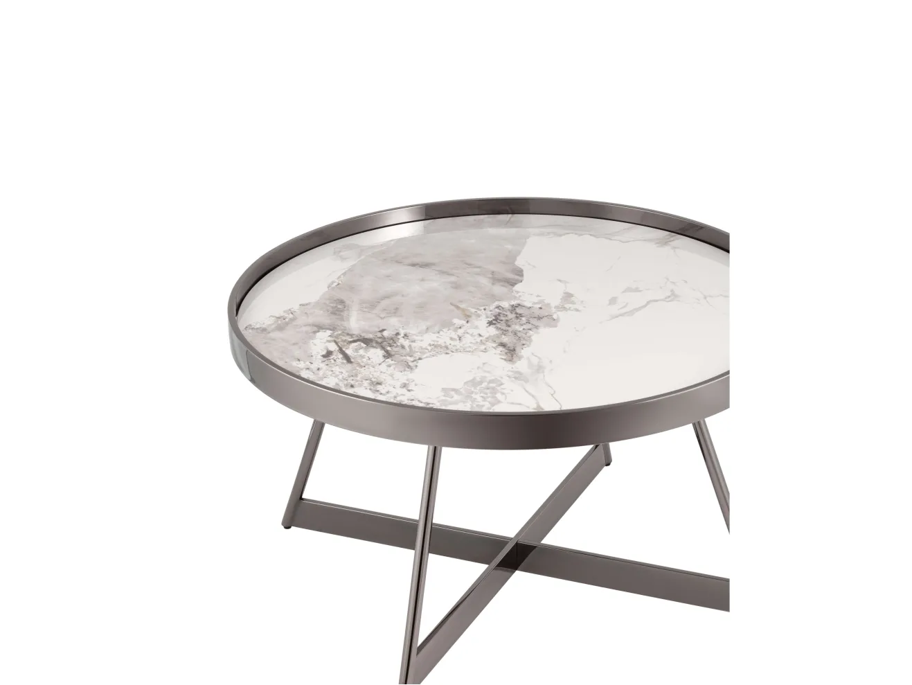 Журнальный столик STOOL GROUP Гера 80*80 Белая керамика, сталь тёмный хро арт. 1568007