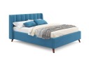 Мягкая кровать Betsi 1600 синяя с подъемным механизмом и матрасом PROMO B COCOS