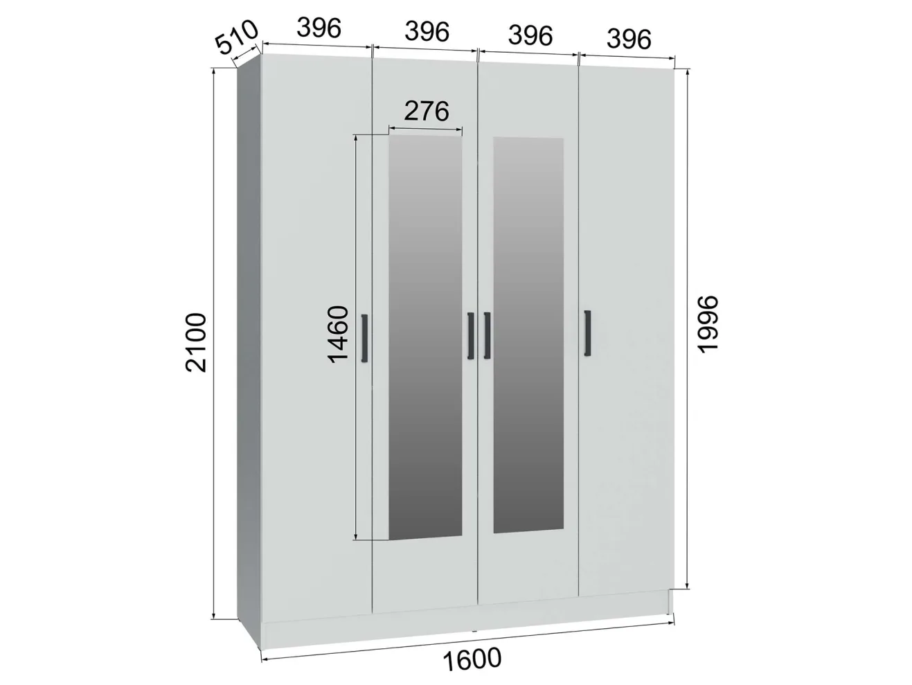 Шкаф Ларс 4-х створчатый 1600 арт. Цб-00027035
