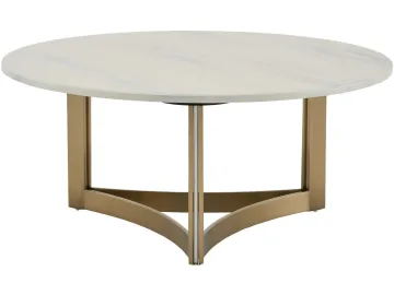 Стол журнальный STOOL GROUP Кассия 90*90 Светлая керамика, сталь шампань
