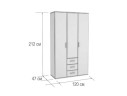 Шкаф трехдверный Белла, венге/ясень белый арт. 1341021