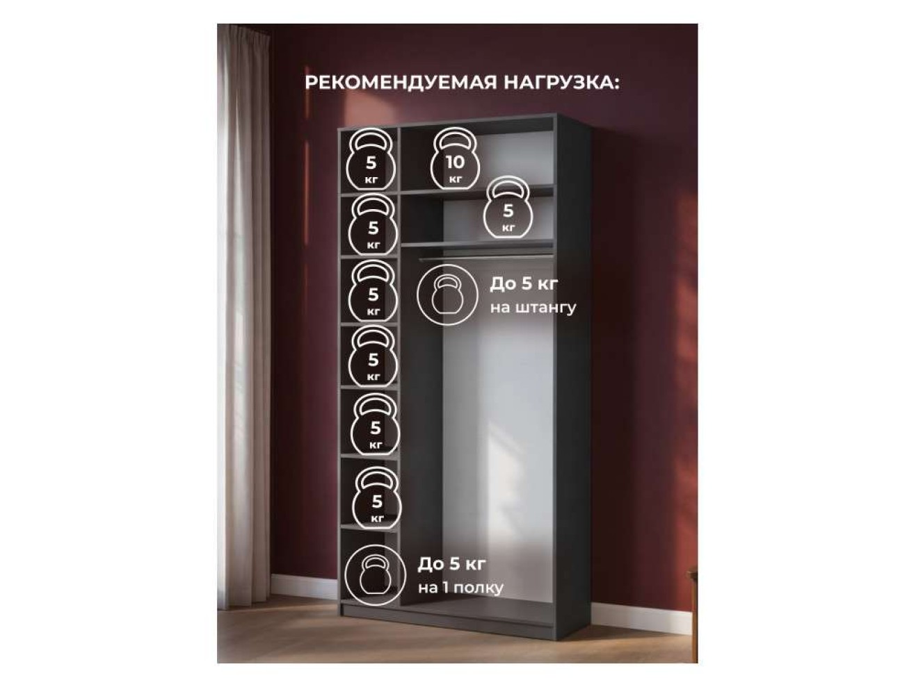 Даиго с антресолью графит серый текстурный комплектация 2 Шкаф