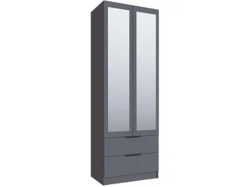 Шкаф Мадрид (0,8) с 2 ящ. с зеркалом, Графит серый