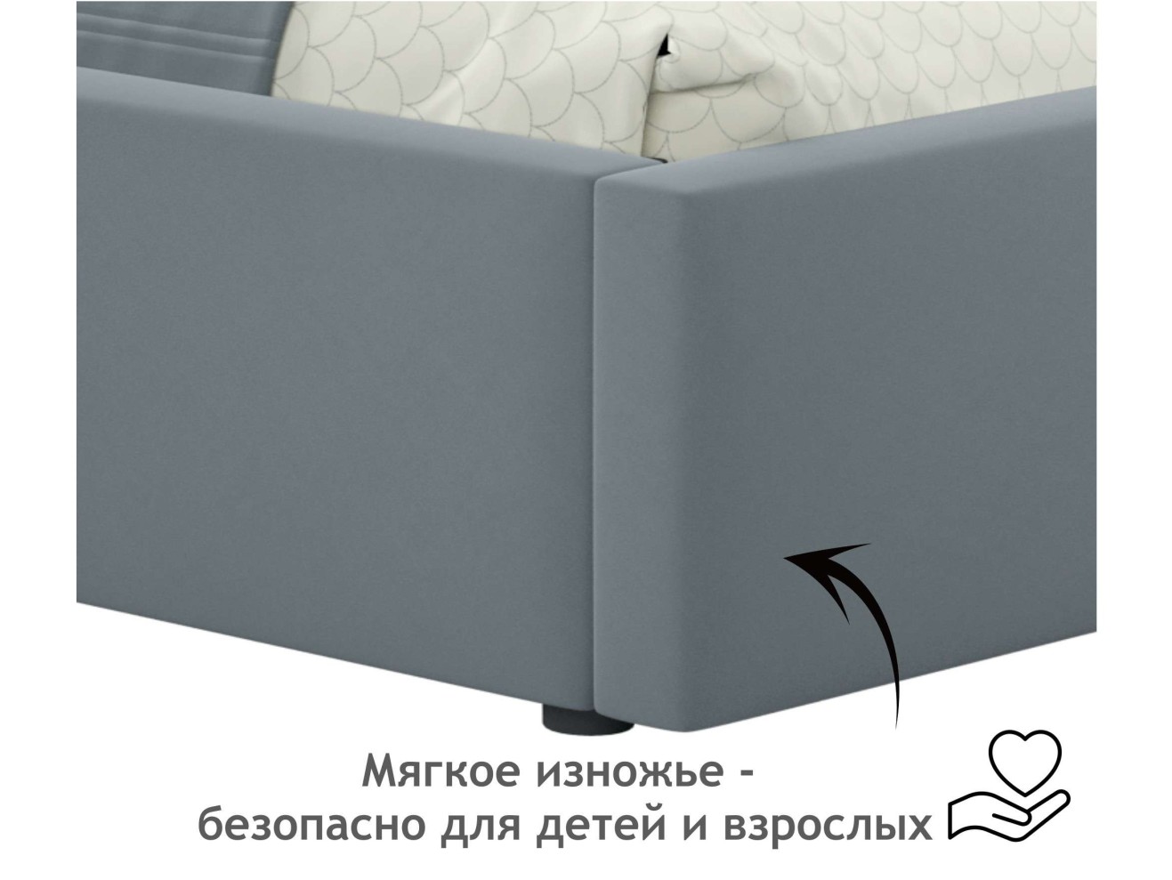 Односпальная кровать-тахта Bonna 900 с защитным бортиком серая и подъемным механизмом арт. 1027173