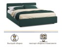 Мягкая кровать Erika 1600 изумруд с подъемным механизмом арт. 1246563