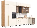 Кухня Рио NEW (дерево) 3,8х1,2/1080м (490), компоновка №7, Крафт золотой/Шелковый камень арт. 1579833