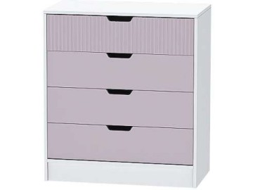 Детский Комод Бриз МДФ, Белый/Ирис (Полосы)