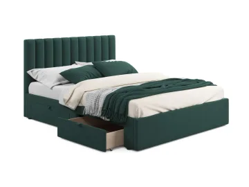 Мягкая кровать Olivia 1600 изумруд с ящиками