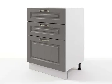 Шкаф напольный Мария с 3-мя ящиками 600х820х476 Графит/ Белый