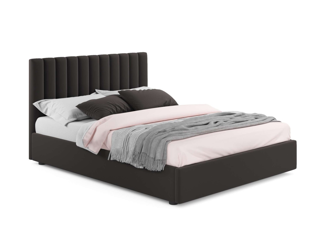 Мягкая кровать Olivia 1800 шоколад с ортопедическим основанием