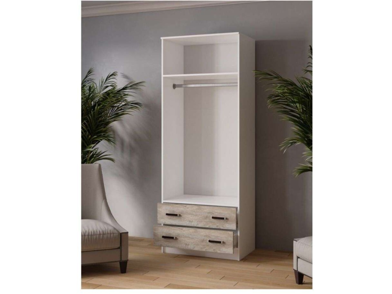 Шкаф комбинированный Лагуна 800 с зеркалом белый/дуб юкон арт. 1215067