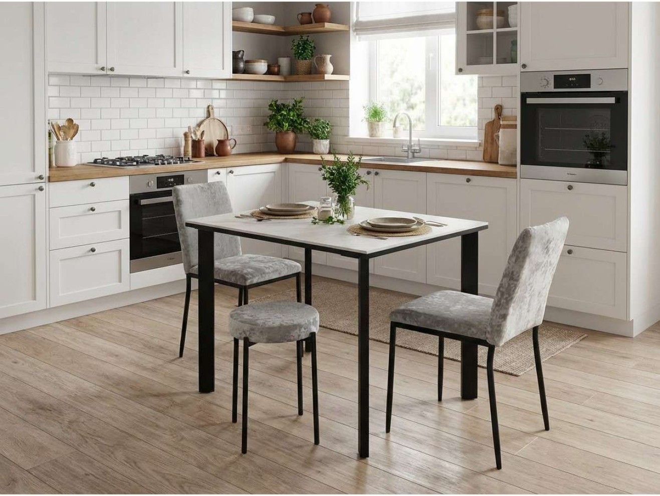 Стол DikLine SKT90 Керамика YB8020125BG ONYX/подстолье черное/опоры черные