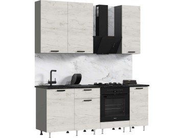 Кухня Рио NEW ЛДСП 2,0/900м (490) Компановка №2 Дуб Крафт Белый/Графит