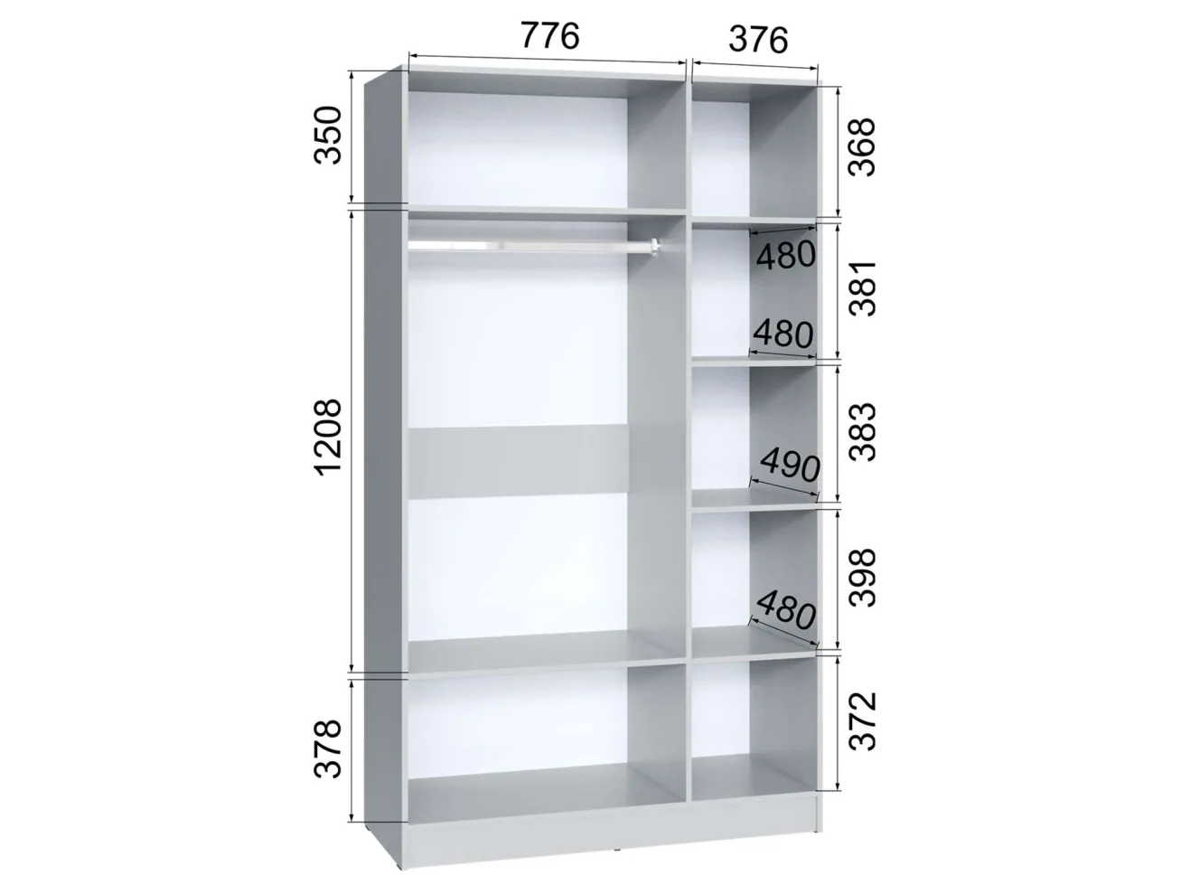 Шкаф Ларс 3-х створчатый 1200 арт. Цб-00027022