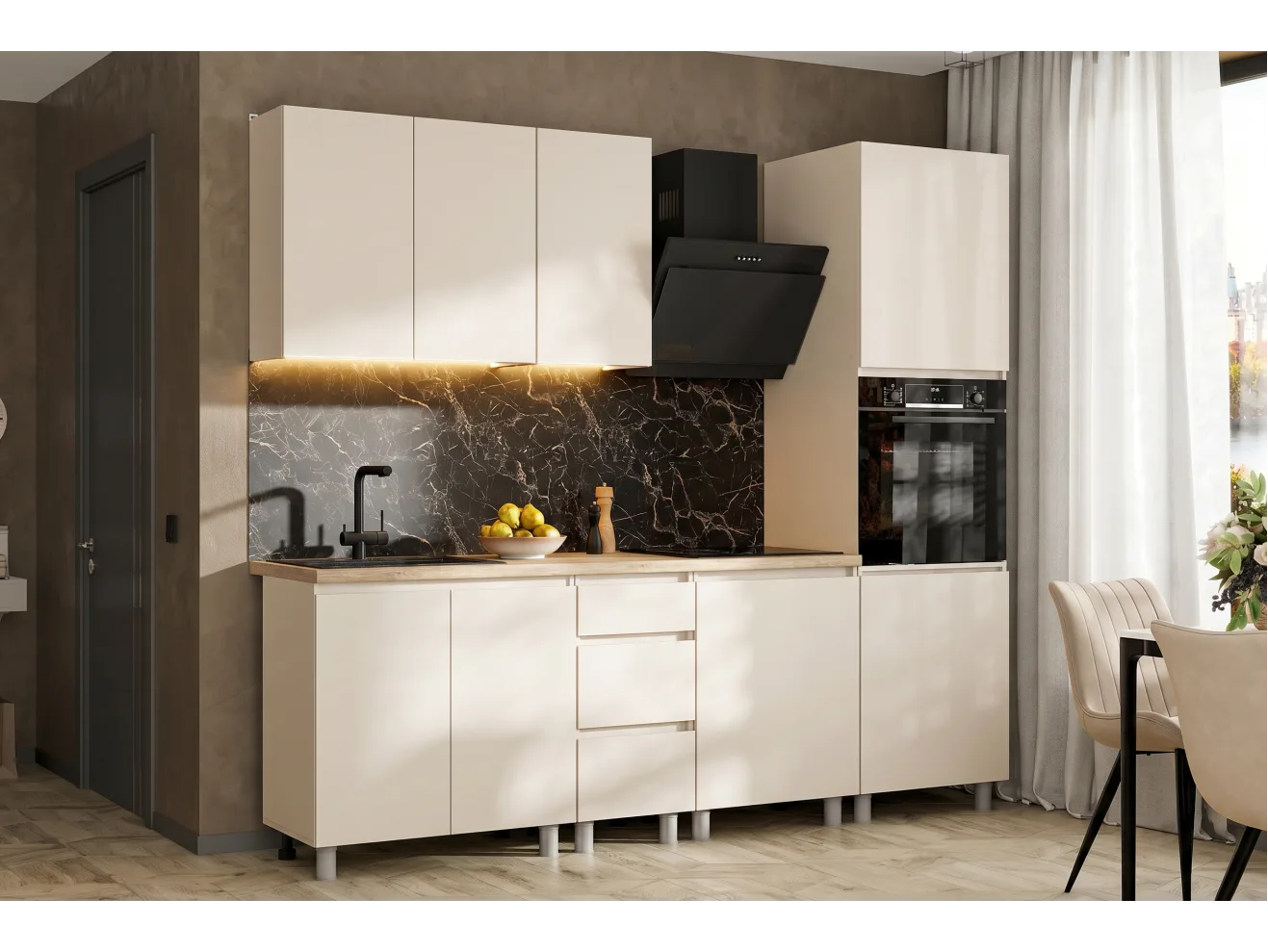 Модульная кухня Рица 2,4м, Меланж (со столешницей, сонома) арт. 1586395