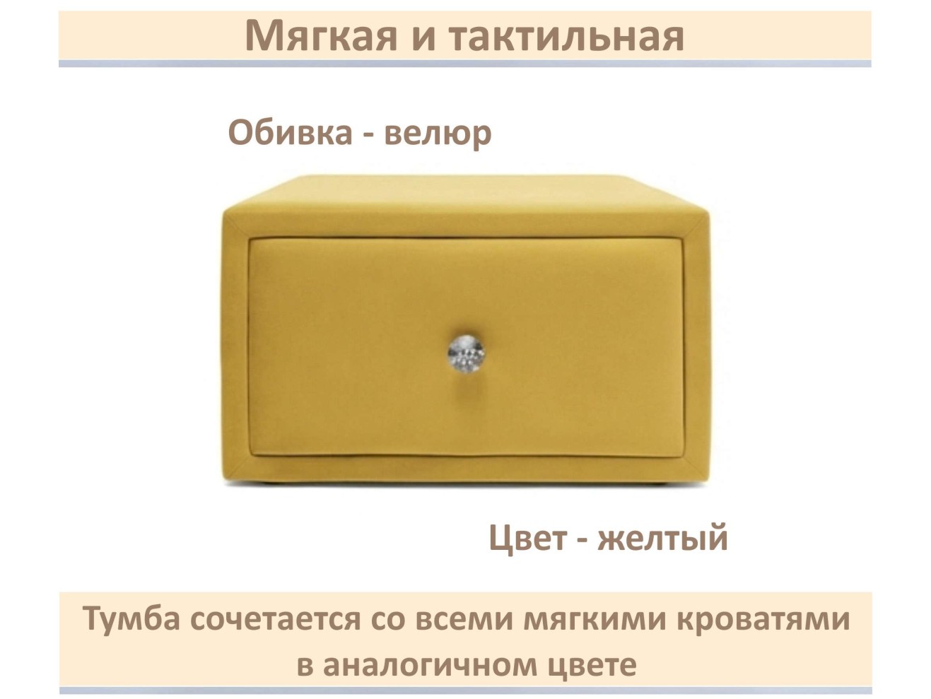 Мягкая прикроватная навесная тумба Mild желтая