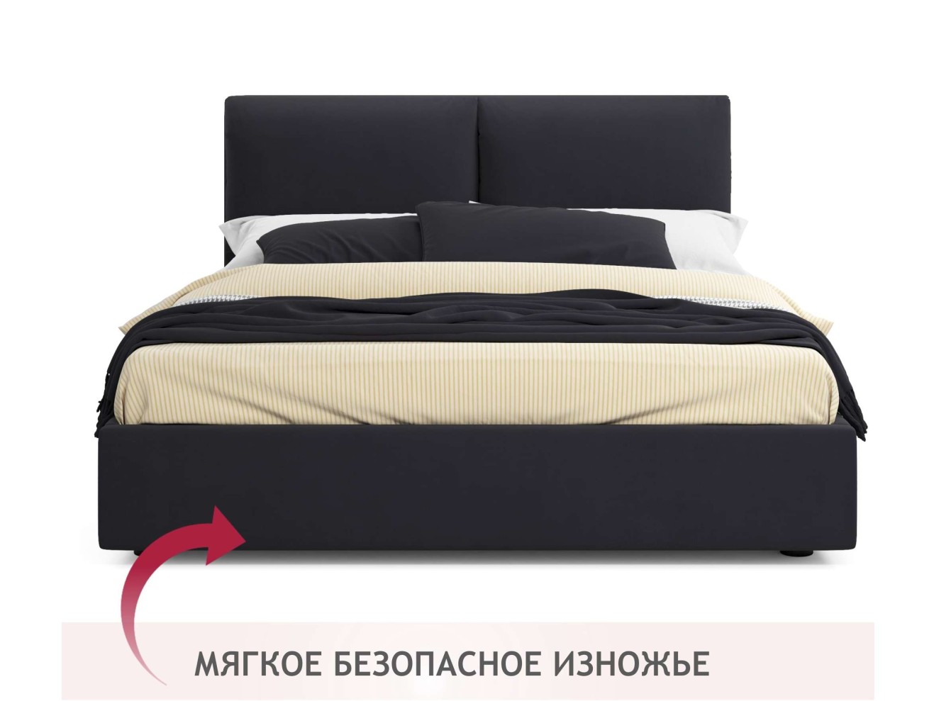Мягкая кровать Vita 1600 темная с подъемным механизмом