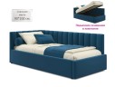 Мягкая кровать Milena 900 синяя с подъемным механизмом и матрасом PROMO B COCOS