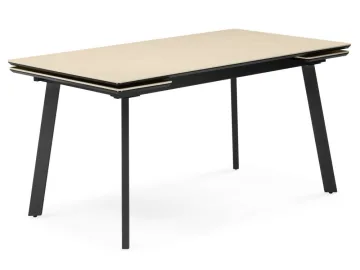 Норман 140(200)х80 okara light yellow / черный Керамический стол