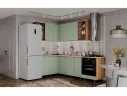 Угловая кухня Оливия NEW 1,4х2,4м, Крафт золотой/Олива софт арт. 1342583