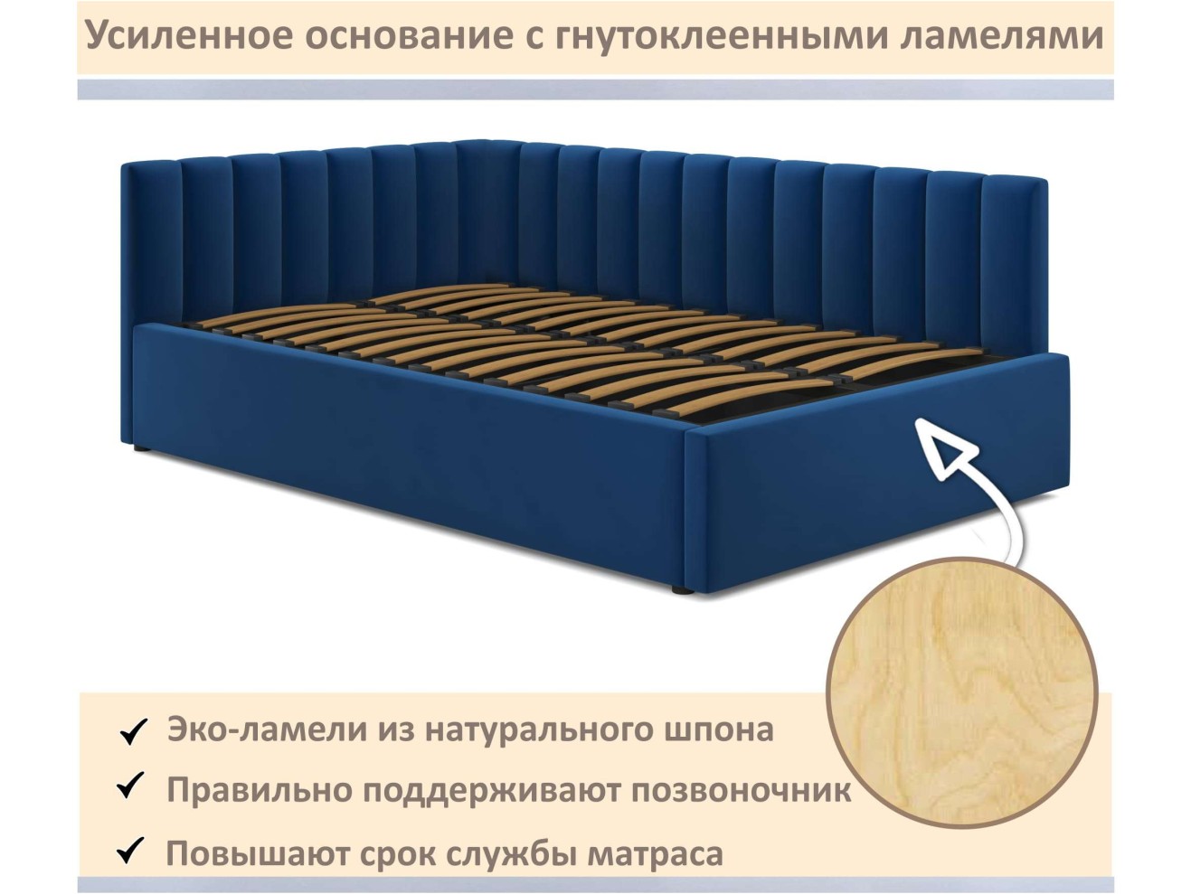 Мягкая кровать Milena 1400 синяя с подъемным механизмом арт. 1576057