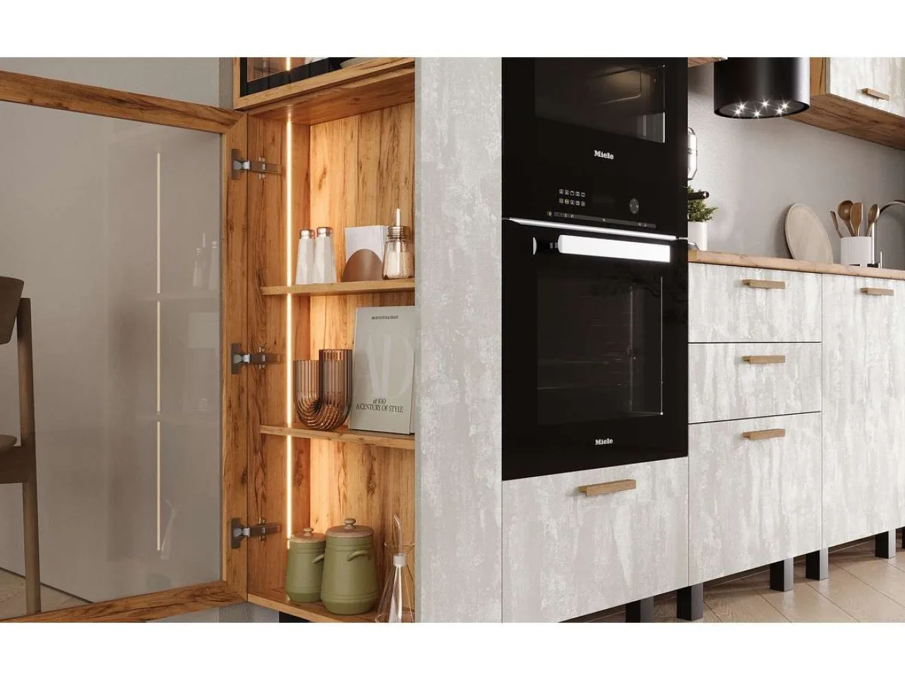 Кухня Рио NEW (дерево) 3,2/1080м (490), компоновка №7, Крафт золотой/Шелковый камень арт. 1579825