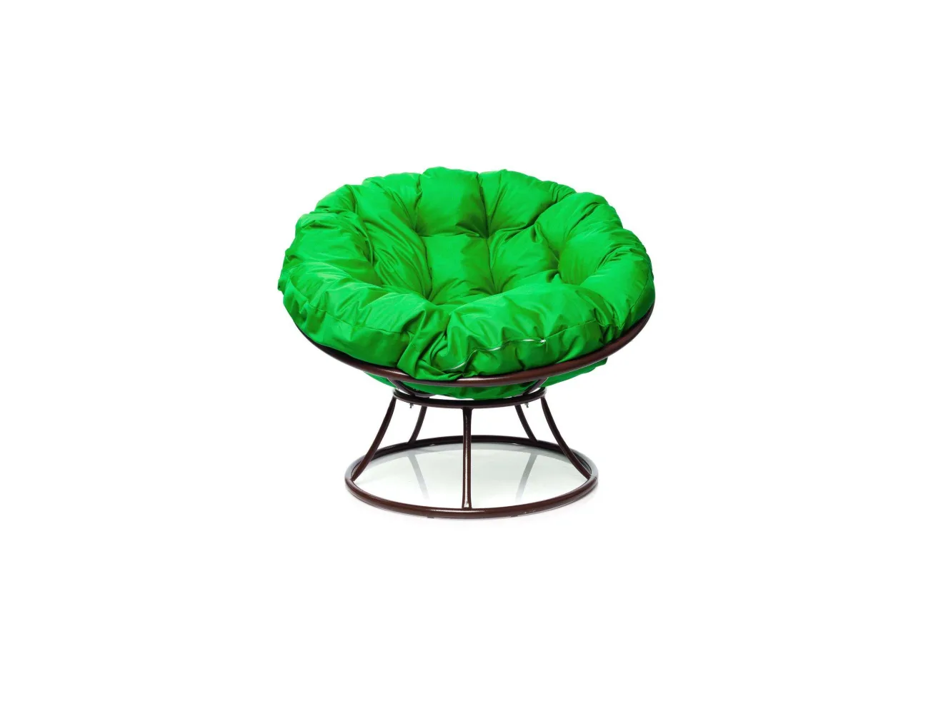 Кресло ПАПАСАН без ротанга коричневое, зелёная подушка арт. 1229321