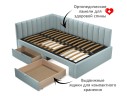 Мягкая кровать-тахта Milena 1200 мята пастель с ящиками