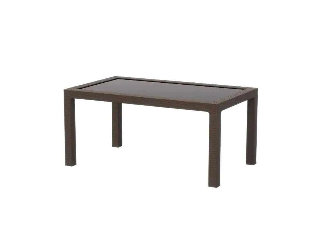 Стол пластиковый RATTAN 160x95см прямоугольный со стеклом (коричневый) арт. 1596503