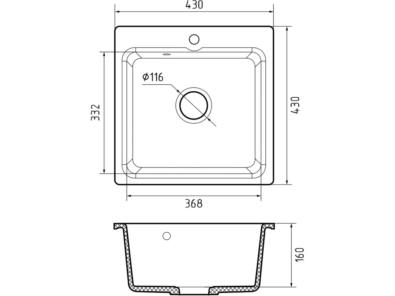 Мойка 430 GF-Smart 430 1-чаш 432*432 песочный арт. 1265973