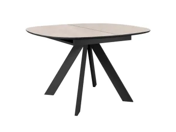 Стол DikLine BK100 Керамика Krater Perla (бежевый матовый)/подстолье черное/опоры черные