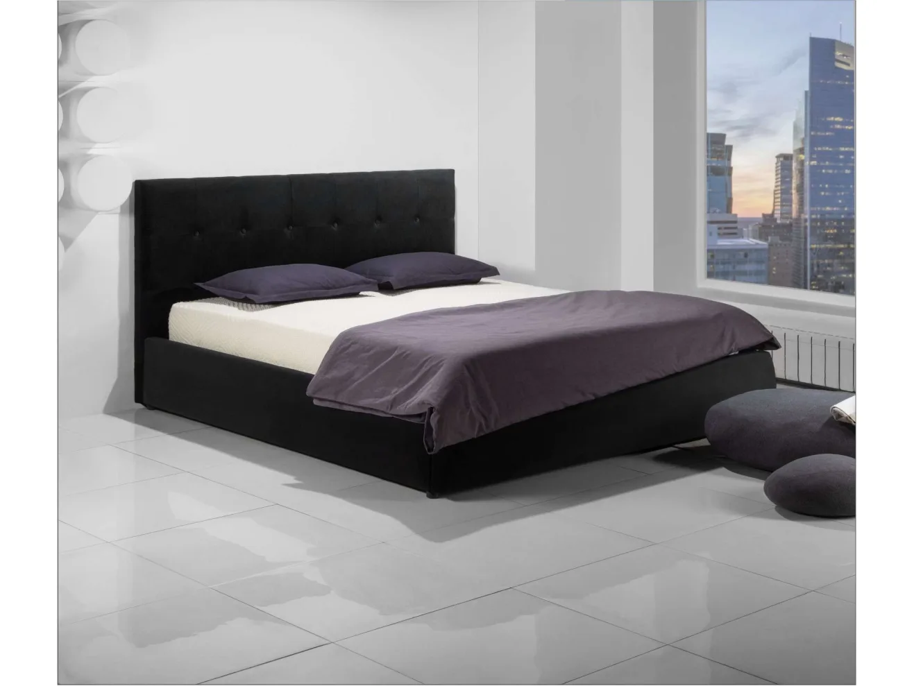 Мягкая кровать Selesta 1600 темная с ортопед.основанием с матрасом PROMO B COCOS арт. 657919