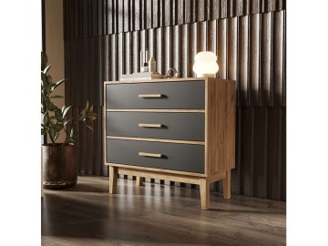 Комод 3 ящика Кельн (800), Крафт золотой/Графит
