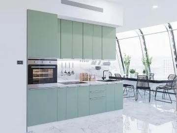 Кухонный гарнитур Фьюжн-03, МДФ, 260 см, Мятный шелк