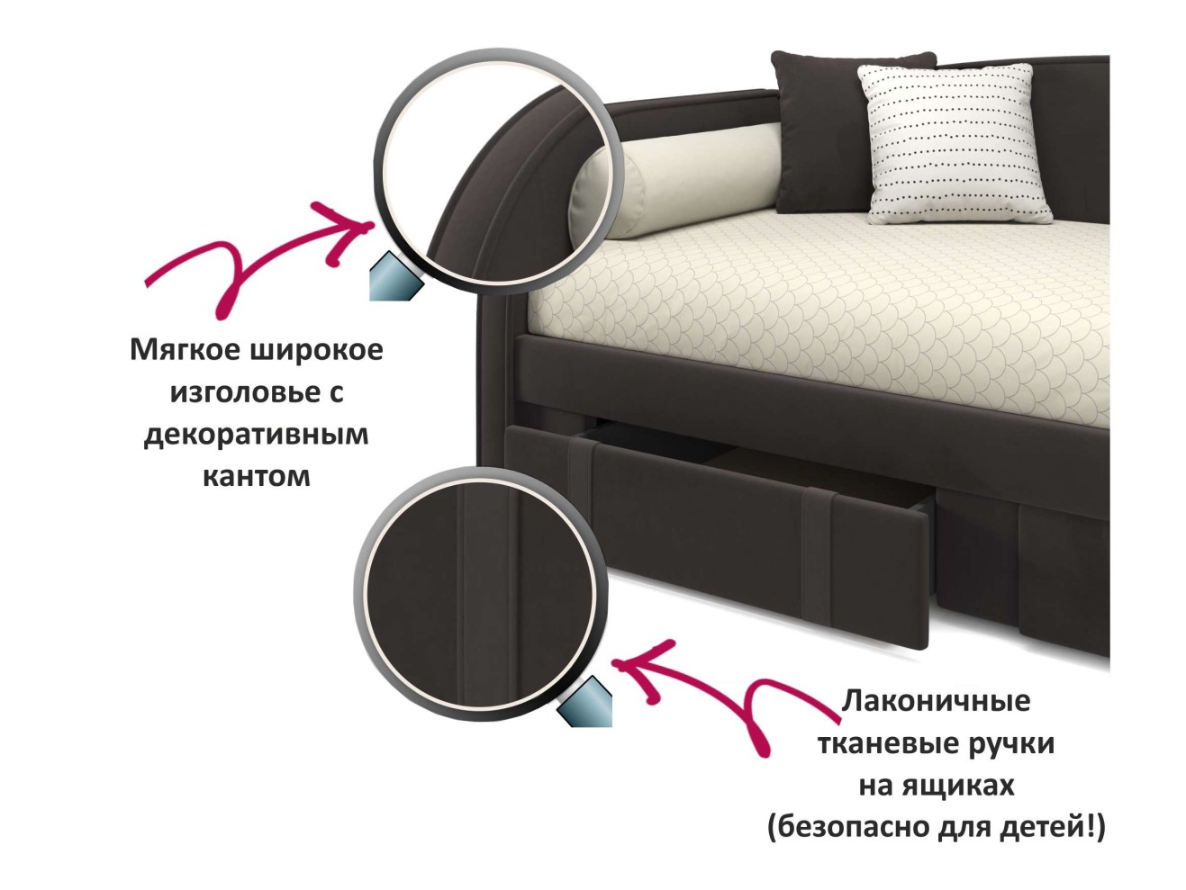 Мягкая кровать Elda 900 шоколад с ортопедическим основанием и матрасом АСТРА