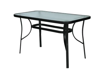 Стол прямоугольный 70х120см (каркас черный, столешница стекло) Garden st
